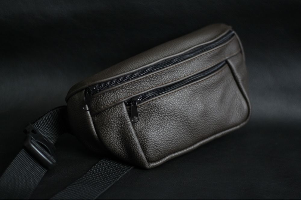 Сумка чоловіча бананка з натуральної шкіри