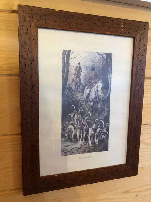 Quadro vintage, Caçada a cavalo, bom estado, medidas nas fotos