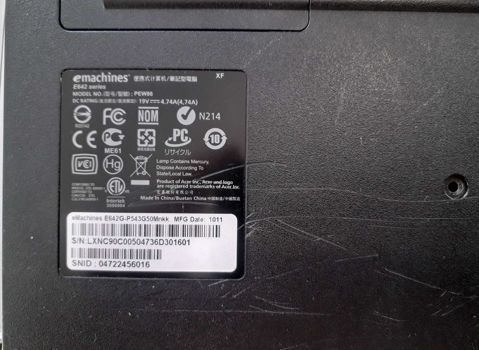 Корпус нотбука EMachines E642