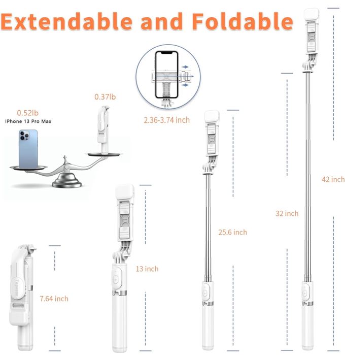 Statyw do selfie z wypełnieniem, wysuwany kij do selfie Tupwoon