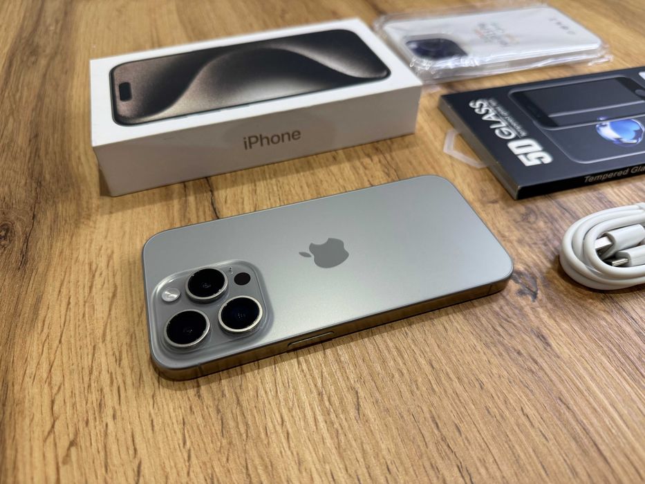 Okazja!!! Piękny Iphone 15 Pro Naturalny Tytan ! Super Stan! ! Bateria 100%!