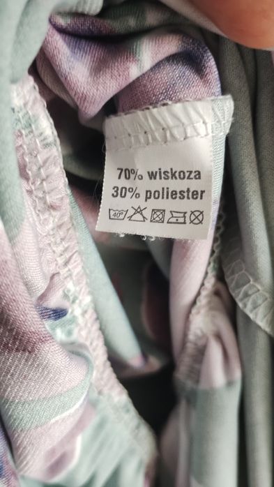Elegancka sukienka w kwiaty w kolorze zieleni, rozmiar L