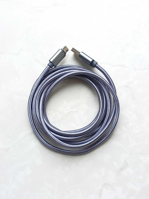 Кабель для зарядки кабель USB сріблястий металік