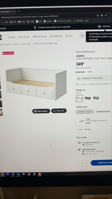 Cama HEMNES IKEA + 2 colchões