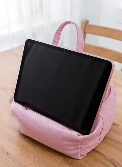 Poduszka stojak na tablet | książkę | telefon – miękka podstawka, różowa