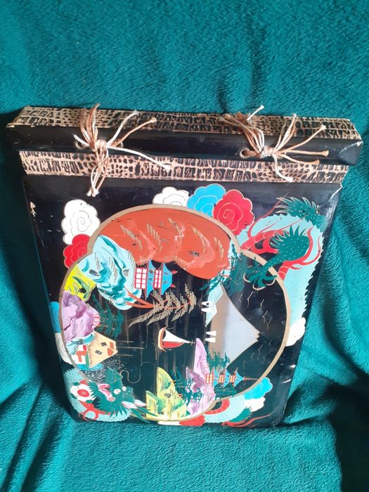 Album vintage japonês capa lacada pintada à mão