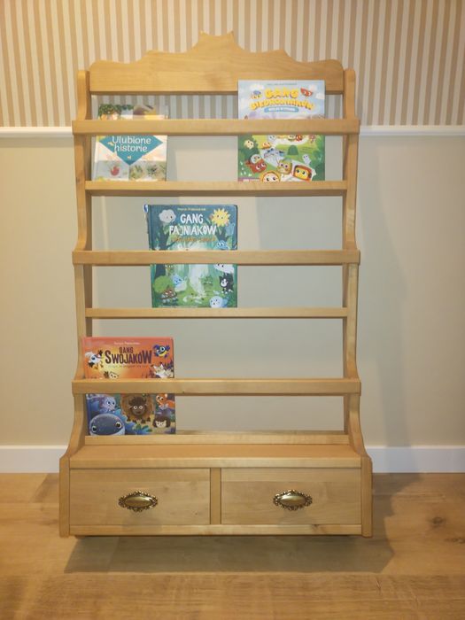 Biblioteczka dla dzieci drewniana rustykalna drewniana 2 szuflady