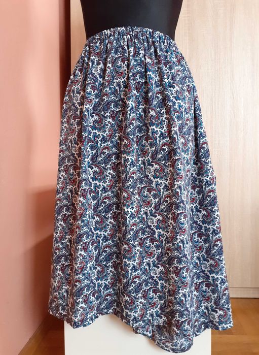 54 56 Jak nowa spódnica w gumę midi letnia plażowa wzory paisley retro