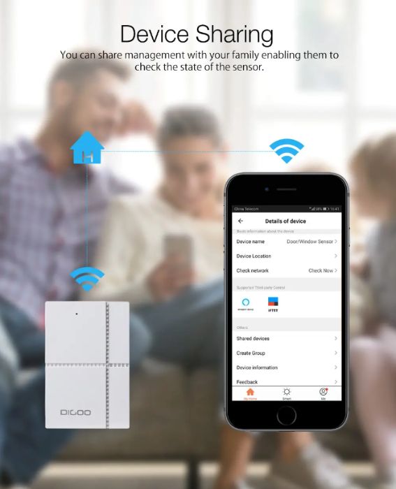 Sensor de Janela / Porta - Sem Fios Alarme de Movimento na APP