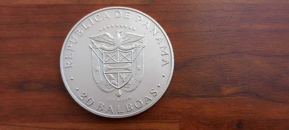 Moeda 20 Balboas Panamá 1974 - Prata 130,3g
