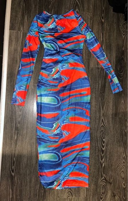 Shein długa maxi sukienka z wycięciami oring