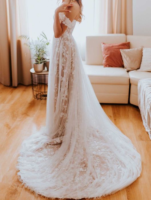 suknia ślubna Lillian west boho rozmiar 34/36