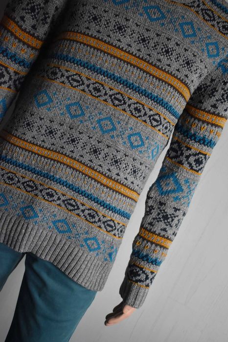 Sweter L casual wzory męski Vailent wełniany wygodny wzorzysty swetere