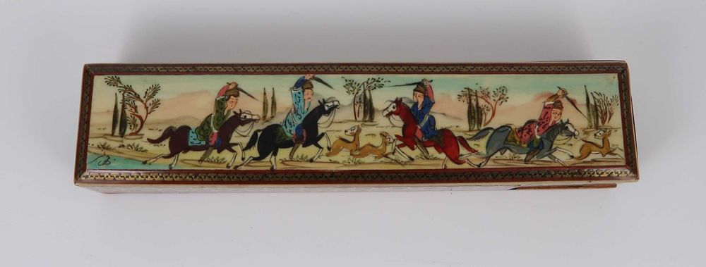 Caixa para lapis marchetaria e pintura manual