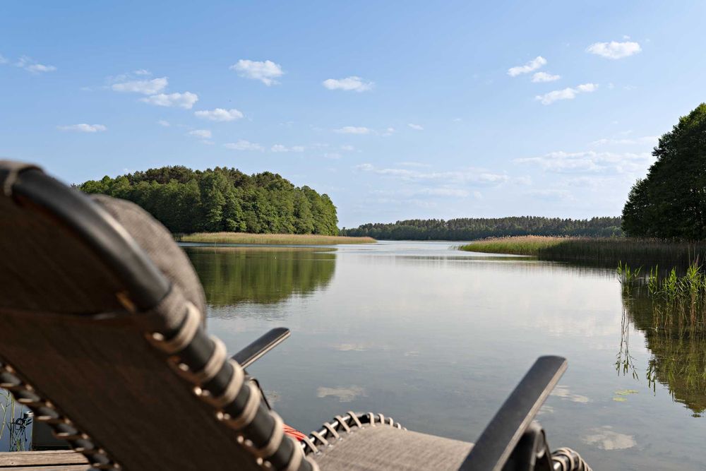 mazury, jezioro, sauna, balia, widok, łódka, pomost, dom