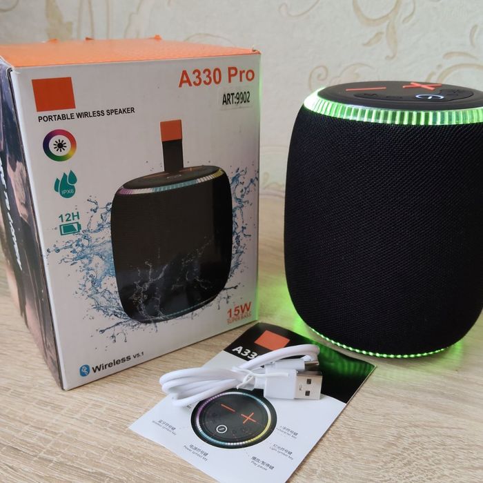 Блютуз колонка із потужним звучанням 15Вт та підсвічуванням