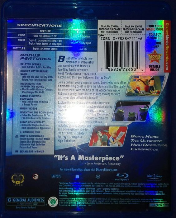 "Rodzinka Robinsonów" / Meet the Robinsons Blu-Ray USA bez PL reg. A