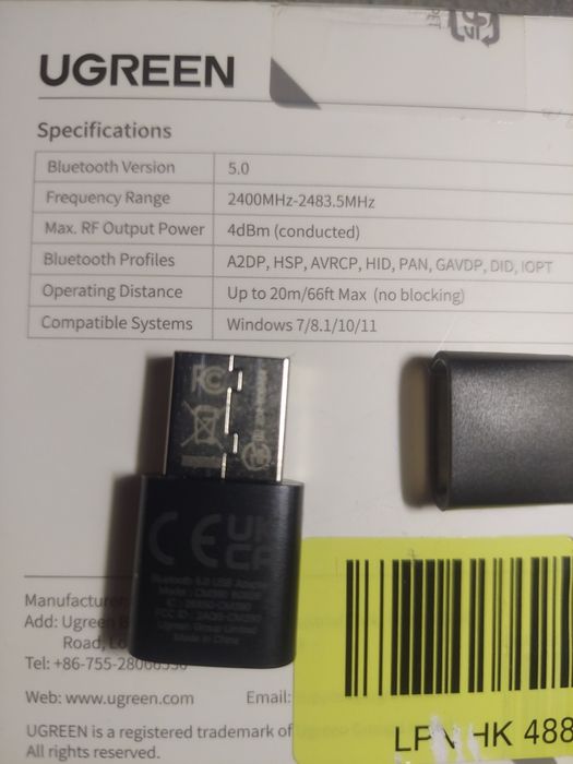 UGREEN CM390 Bluetooth 5.0 USB адаптер для ПК и ноутбуков