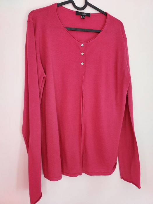 Różowy sweter, kardigan fuksja 100% merino