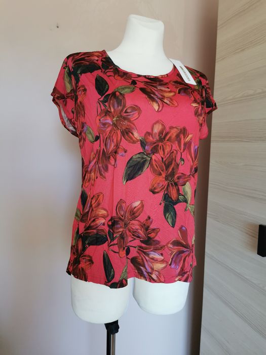 Bluzka Peter Hahn wiskoza różowa fuksja w kwiaty print boho M L 38 40