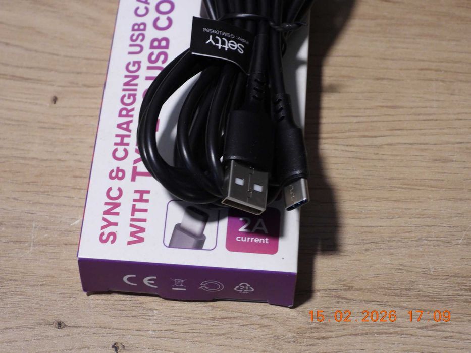 Setty KABEL USB - USB-C 3m  2A czarny NOWY