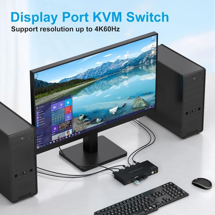 Przełącznik KVM TJCXELE 4K60Hz 2 PC 1 Monitor z USB 2.0