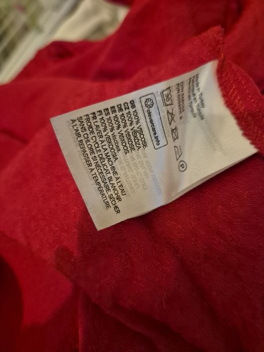 Czerwona sukienka maxi wiskoza elegancka wizytowa H&M 38/M