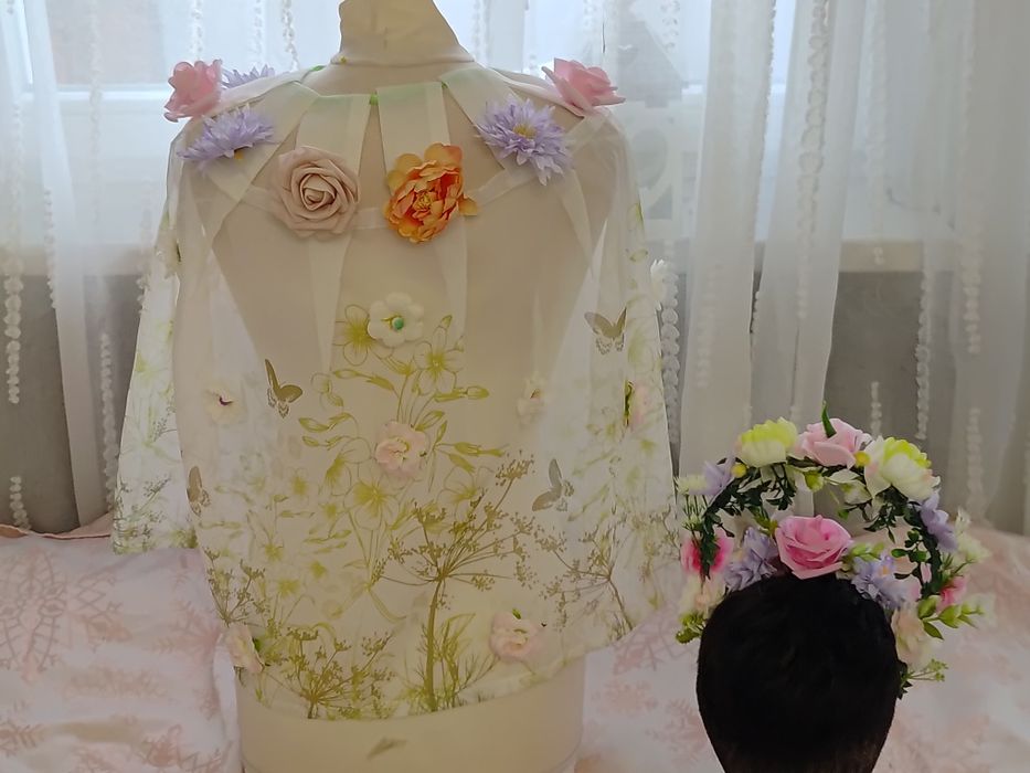 Piękny strój przebranie pani wiosna wiosenka 4 elementy roz uniwersaln