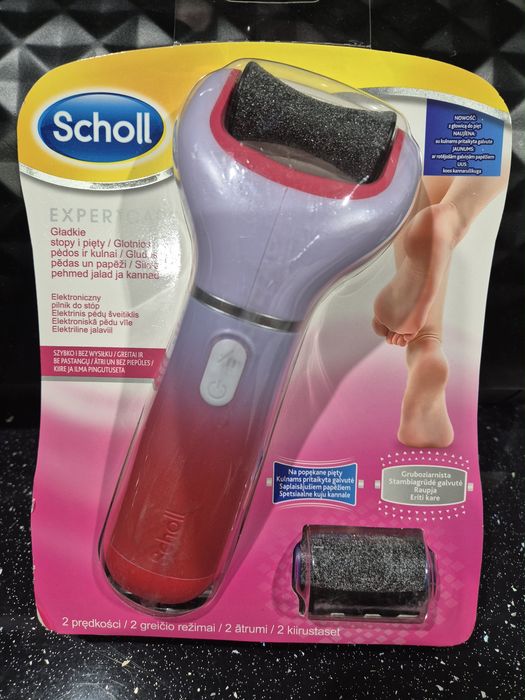 Nowy Scholl Expert Care elektroniczny pilnik do stóp – różowy, zapakowany