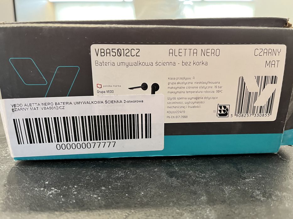 Bateria umywalkowa ścienna VBA5012/CZ Vedo