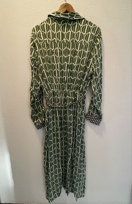 Vestido Novo Elena Mirò - Cetim Verde e branco XXL