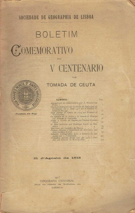 16151

Boletim Comemorativo do V Centenário da Tomada de Ceuta
