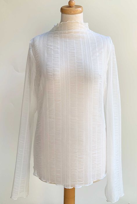 Bluzka Biała Siateczka Gina Tricot XL 42 Prześwitująca