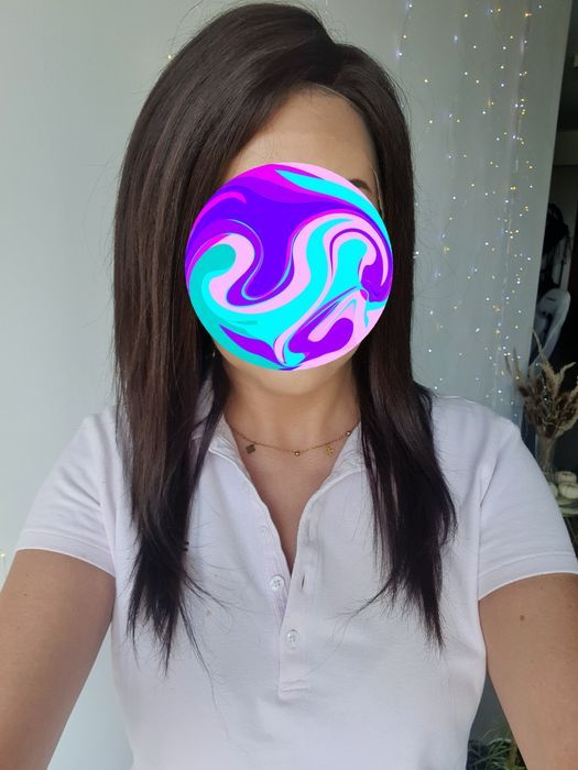 Peruka z włosów naturalnych ciemny brąz Agnieszka