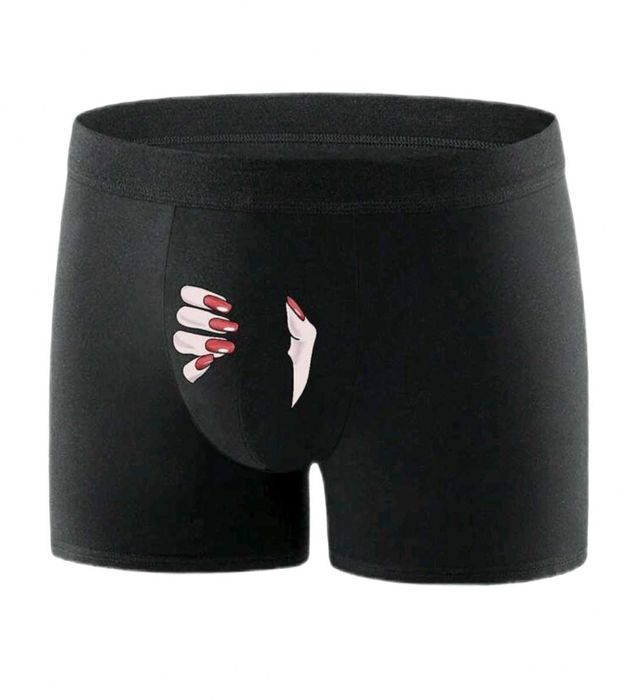 Męskie bokserki czarne z nadrukiem M