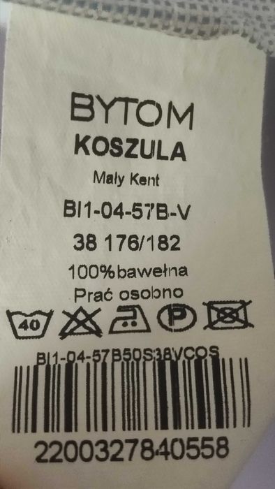 Koszula męska BYTOM, rozmiar 38 176/182