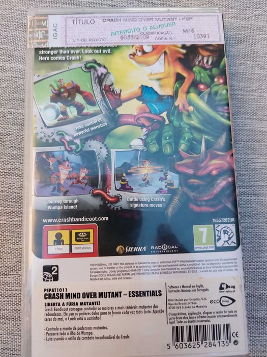 Jogo PSP Crash Mind over Mutant