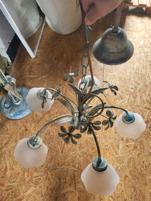 Lampa stojąca i żyrandol, piękny komplet