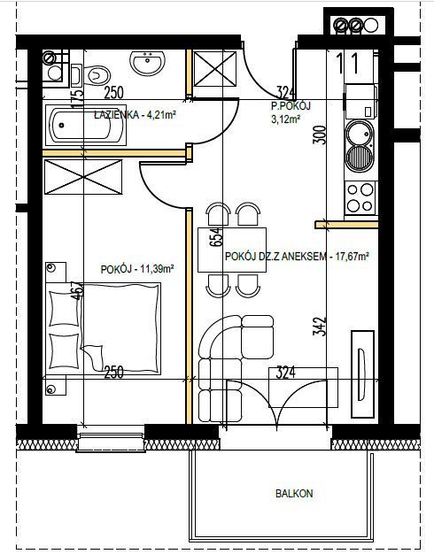 "Nowa Smolarnia" 36,39 m2 2 pok