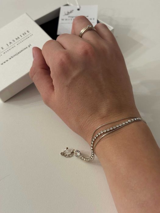 White Jasmine bransoletka ELLEN z kryształkami ręcznie wykonana ślubna