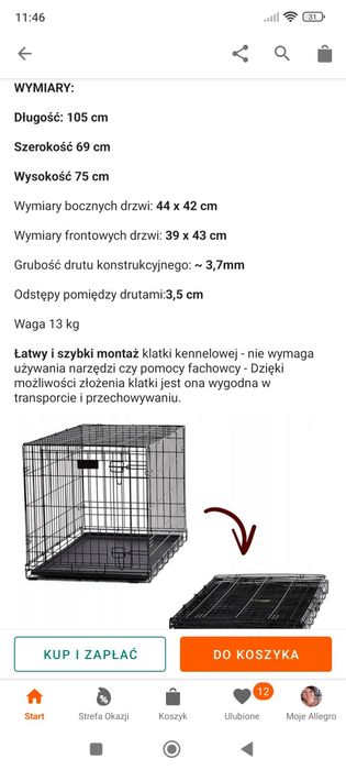 Klatka kojec składana