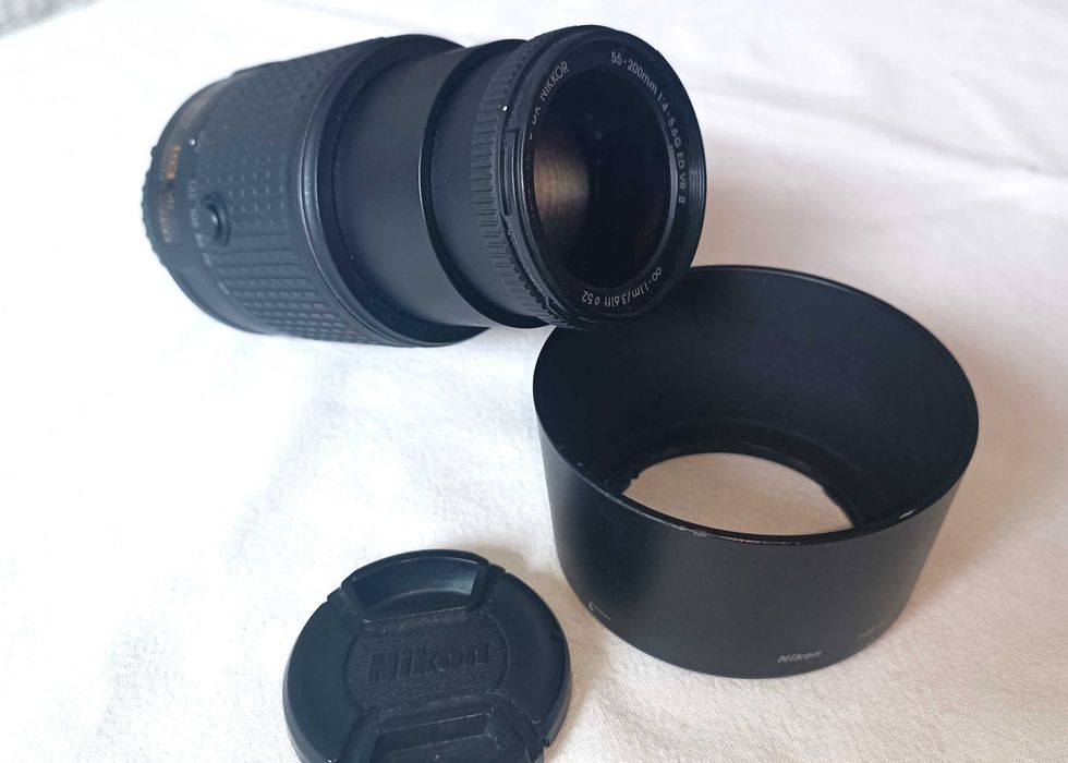 Lente Nikon AF-S 55-200mm VR II objetiva em muito boas condições