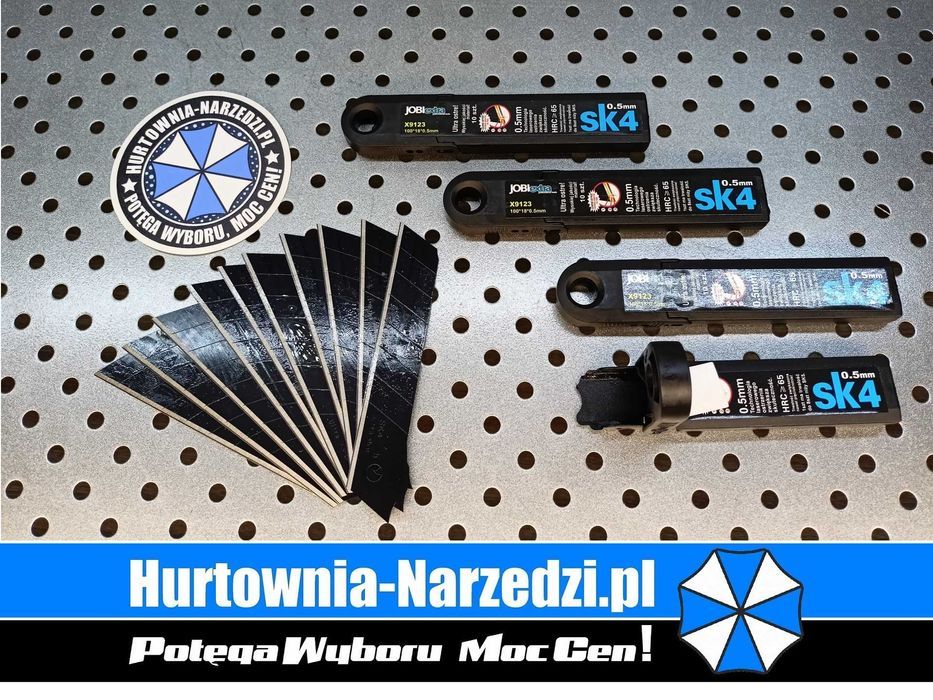 Ostrza łamane 18mm do nożyków - 10szt SK4 czarne ostrza do nożyka 18mm