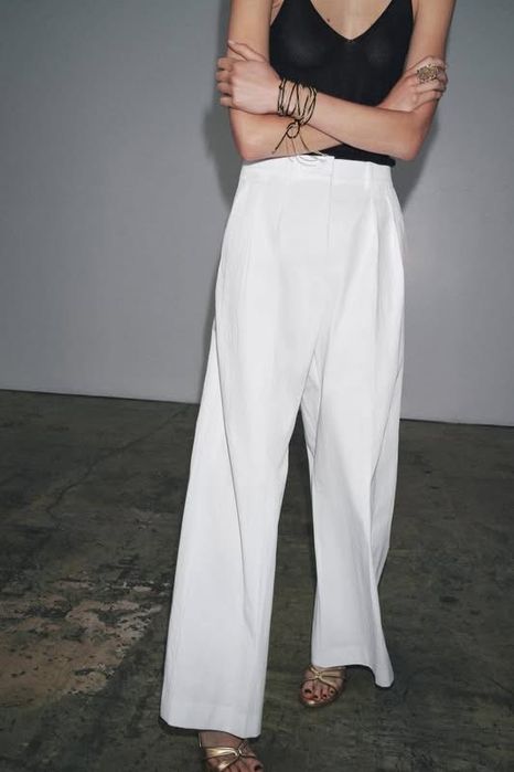 Білі брюки штани zara woman limited широкі палаццо