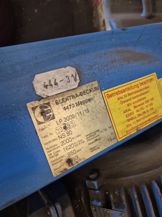 Kompresor, sprężarka Electra Becum LP2000-11-15, 2000 litr/min   ,15kw