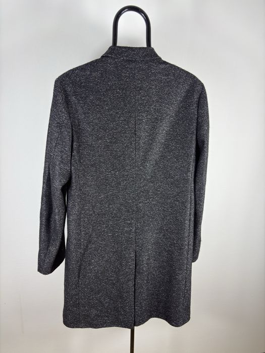 Calvin Klein – męski płaszcz wełniany Fitted | grafit | roz. 48 | Made in Portugal