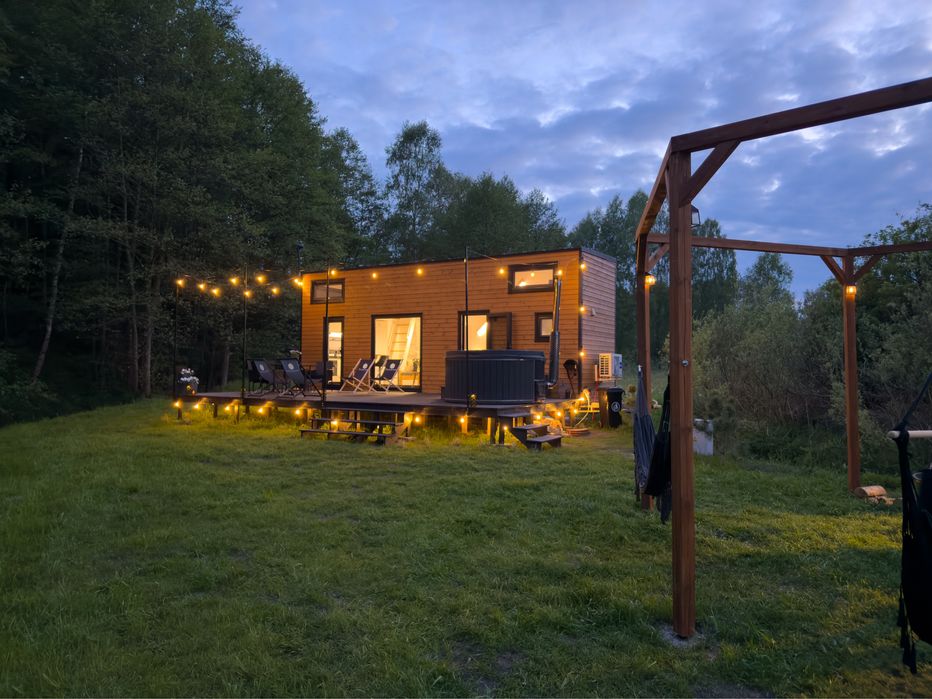 Tiny silent house river wynajem domek jacuzzi las cisza wynajme