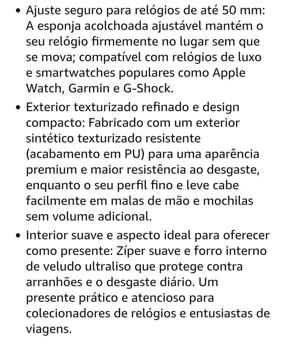 Estojo para relógios de cor preta.