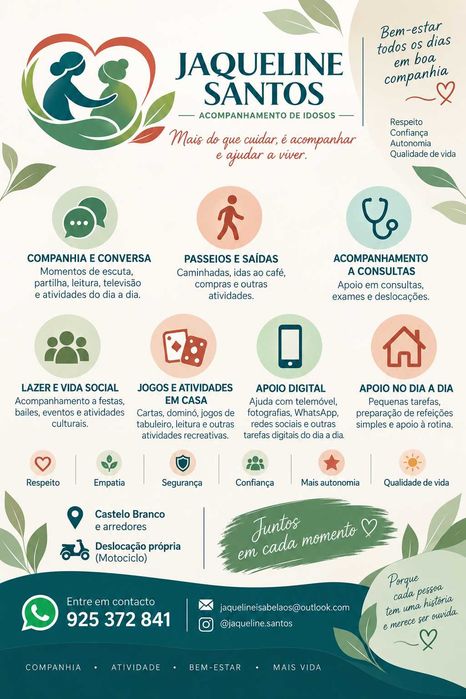 Acompanhamento de Idosos — Serviço sério e responsável | CASTELO BRANCO