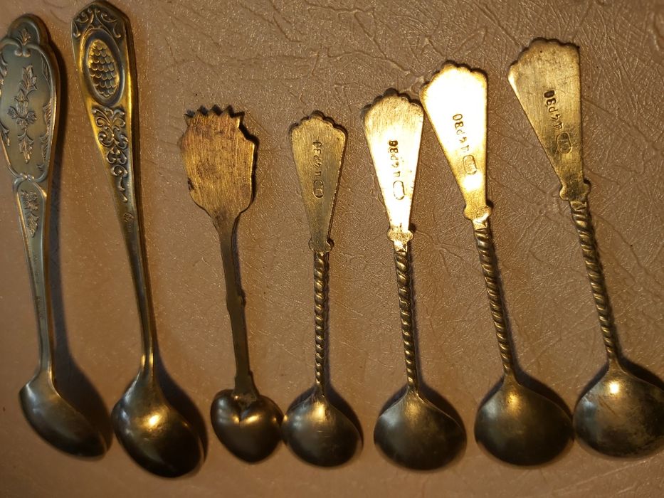 Stare łyżeczki złocone wiekowe